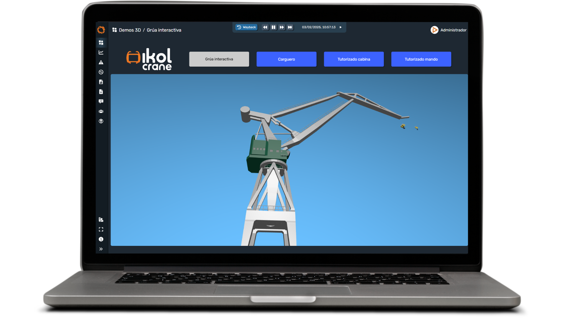 ejemplo del panel de IkolCrane del modelo lite